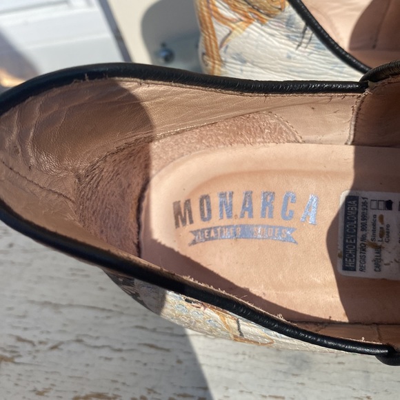 Monarca black leather and floral print ankle shoes size 6 - Picture 5 of 6